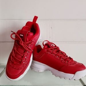 FILA bright red tennis shoes